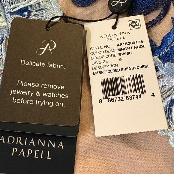 Adrianna Papell NWT Midnight Nude Floral Embroidered Sheath Dress Size 6 - Picture 8 of 11